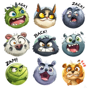 Cute Emoji Animals Vinyl Car Decal Sticker – Waterproof & UV-Resistant 8"