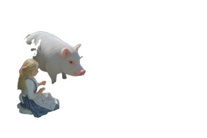 Girl And Giant Pig Vinyl Car Decal Sticker – Waterproof & UV-Resistant 8"