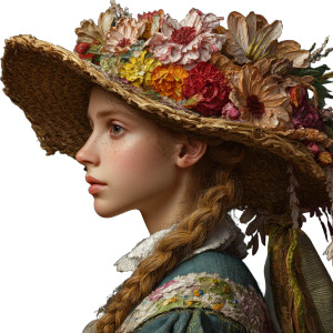 Flower-Hatted Beauty Vinyl Car Decal Sticker – Waterproof & UV-Resistant 8"