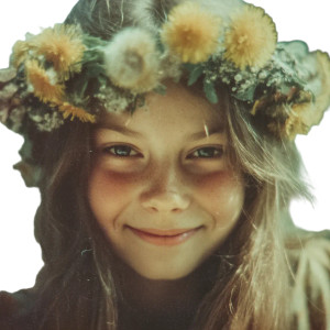 Dandelion Crown Girl Vinyl Car Decal Sticker – Waterproof & UV-Resistant 8"