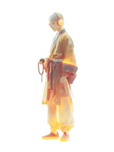 Glowing Monk Vinyl Car Decal Sticker – Waterproof & UV-Resistant 8"