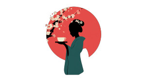 Japanese Tea Lady Vinyl Car Decal Sticker – Waterproof & UV-Resistant 8"