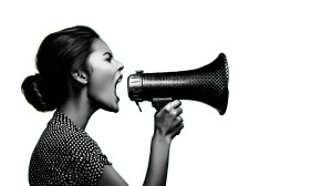 Roaring Woman Megaphone Vinyl Car Decal Sticker – Waterproof & UV-Resistant 8"