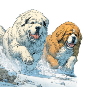 Tibetan Mastiffs Running Vinyl Car Decal Sticker – Waterproof & UV-Resistant 8"