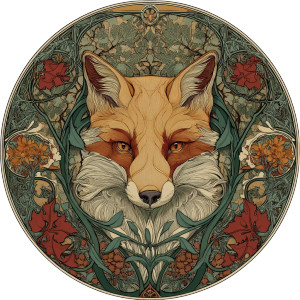 Art Nouveau Fox Vinyl Car Decal Sticker – Waterproof & UV-Resistant 8"