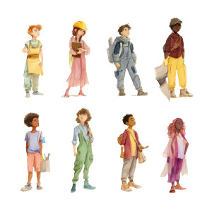 Diverse Children Drawing Vinyl Car Decal Sticker – Waterproof & UV-Resistant 8"