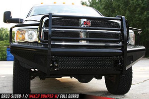 Upgrade Your Dodge Ram 3500/2500 with Fab Fours Black Steel Bumper | Direct Fit Design with Tow Hooks & Fog Light Cutouts