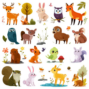 Cute Forest Animals Vinyl Car Decal Sticker – Waterproof & UV-Resistant 8"
