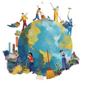 Cleaning Earth Vinyl Car Decal Sticker – Waterproof & UV-Resistant 8"