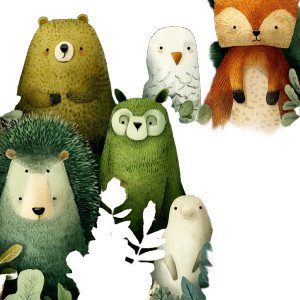 Cartoon Forest Animals Vinyl Car Decal Sticker – Waterproof & UV-Resistant 8"