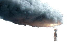 Stick Man Thinking Vinyl Car Decal Sticker – Waterproof & UV-Resistant 8"