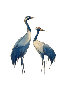 Poetic Cranes Vinyl Car Decal Sticker – Waterproof & UV-Resistant 8"