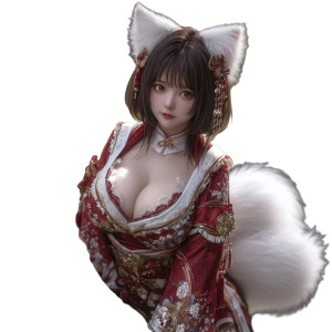 Fox-Eared Shrine Maiden V2 Vinyl Car Decal Sticker – Waterproof & UV-Resistant 8"