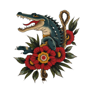 Traditional Tattoo Alligator Vinyl Car Decal Sticker – Waterproof & UV-Resistant 8"