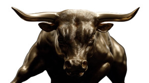 Golden Chrome Bull Vinyl Car Decal Sticker – Waterproof & UV-Resistant 8"