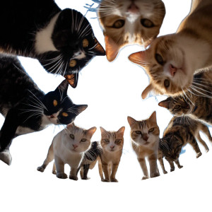 Intimidating Cat Huddle Vinyl Car Decal Sticker – Waterproof & UV-Resistant 8"