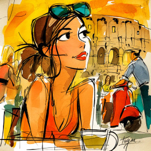 Italian Woman Espresso Vinyl Car Decal Sticker – Waterproof & UV-Resistant 8"