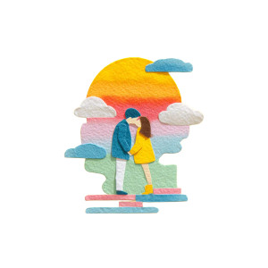 Kissing Couple Collage Vinyl Car Decal Sticker – Waterproof & UV-Resistant 8"