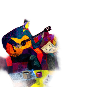 Guitarists Relaxing Vinyl Car Decal Sticker – Waterproof & UV-Resistant 8"