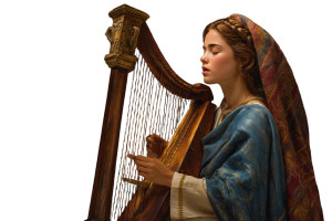 Biblical Harpist Vinyl Car Decal Sticker – Waterproof & UV-Resistant 8"