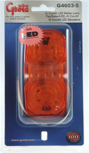 Grote Industries LED Clearance Light | Rectangular, Yellow Lens, Polycarbonate Housing | Molded Snap Ring, Field Replaceable Lens