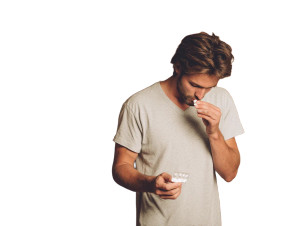 Man Taking Pills Vinyl Car Decal Sticker – Waterproof & UV-Resistant 8"