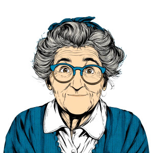 Smiling Grandma Head Vinyl Car Decal Sticker – Waterproof & UV-Resistant 8"