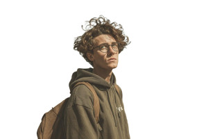 Curly-Haired Young Man Vinyl Car Decal Sticker – Waterproof & UV-Resistant 8"