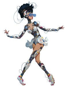 Dancing Cyborg V2 Vinyl Car Decal Sticker – Waterproof & UV-Resistant 8"