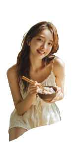 Korean Woman Eating V2 Vinyl Car Decal Sticker – Waterproof & UV-Resistant 8"