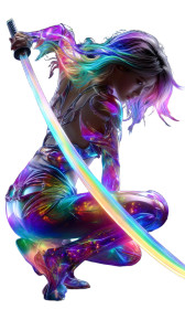 Futuristic Ronin Girl Vinyl Car Decal Sticker – Waterproof & UV-Resistant 8"
