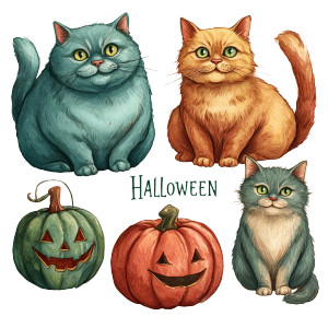 Chubby Halloween Cats Vinyl Car Decal Sticker – Waterproof & UV-Resistant 8"