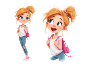 Playful School Girl Vinyl Car Decal Sticker – Waterproof & UV-Resistant 8"