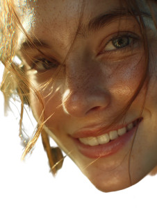 Smiling Woman Portrait V13 Vinyl Car Decal Sticker – Waterproof & UV-Resistant 8"