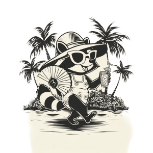 Retro Raccoon Mascot Vinyl Car Decal Sticker – Waterproof & UV-Resistant 8"