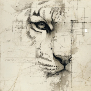 Abstract Tiger Sketch Vinyl Car Decal Sticker – Waterproof & UV-Resistant 8"