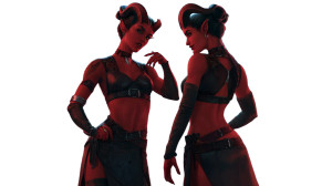 Red Tiefling Twins Vinyl Car Decal Sticker – Waterproof & UV-Resistant 8"