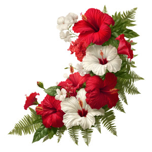 Hibiscus And Ferns Vinyl Car Decal Sticker – Waterproof & UV-Resistant 8"