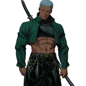 Blue Haired Swordsman Vinyl Car Decal Sticker – Waterproof & UV-Resistant 8"