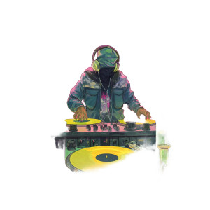 Futuristic Dj Mixing Vinyl Car Decal Sticker – Waterproof & UV-Resistant 8"