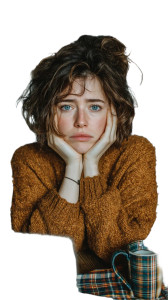 Confused Young Woman Vinyl Car Decal Sticker – Waterproof & UV-Resistant 8"