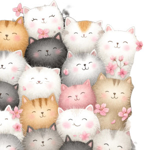 Fluffy Cat Faces V3 Vinyl Car Decal Sticker – Waterproof & UV-Resistant 8"