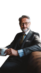 Elegant Man Drinking Coffee Vinyl Car Decal Sticker – Waterproof & UV-Resistant 8"