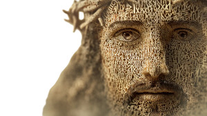 Divine Typographic Portrait Vinyl Car Decal Sticker – Waterproof & UV-Resistant 8"