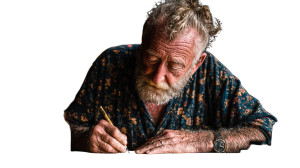 Elderly Man Writing Vinyl Car Decal Sticker – Waterproof & UV-Resistant 8" Elderly Man Writing Vinyl Car Decal Sticker – Waterproof & UV-Resistant 8"
