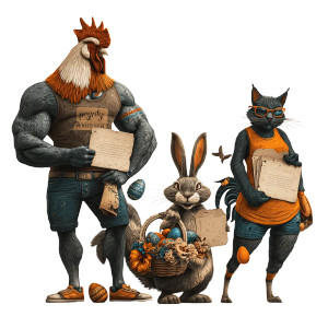 Muscular Easter Trio Vinyl Car Decal Sticker – Waterproof & UV-Resistant 8"