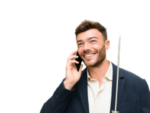 Smiling Businessman Umbrella Vinyl Car Decal Sticker – Waterproof & UV-Resistant 8"