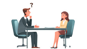 Job Interview Scene V2 Vinyl Car Decal Sticker – Waterproof & UV-Resistant 8"