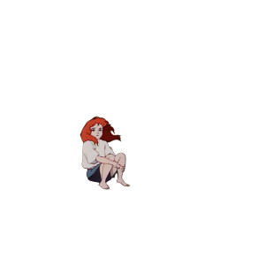 Lonely Red-Haired Girl Vinyl Car Decal Sticker – Waterproof & UV-Resistant 8"