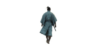 Japanese Warrior Walking Vinyl Car Decal Sticker – Waterproof & UV-Resistant 8"